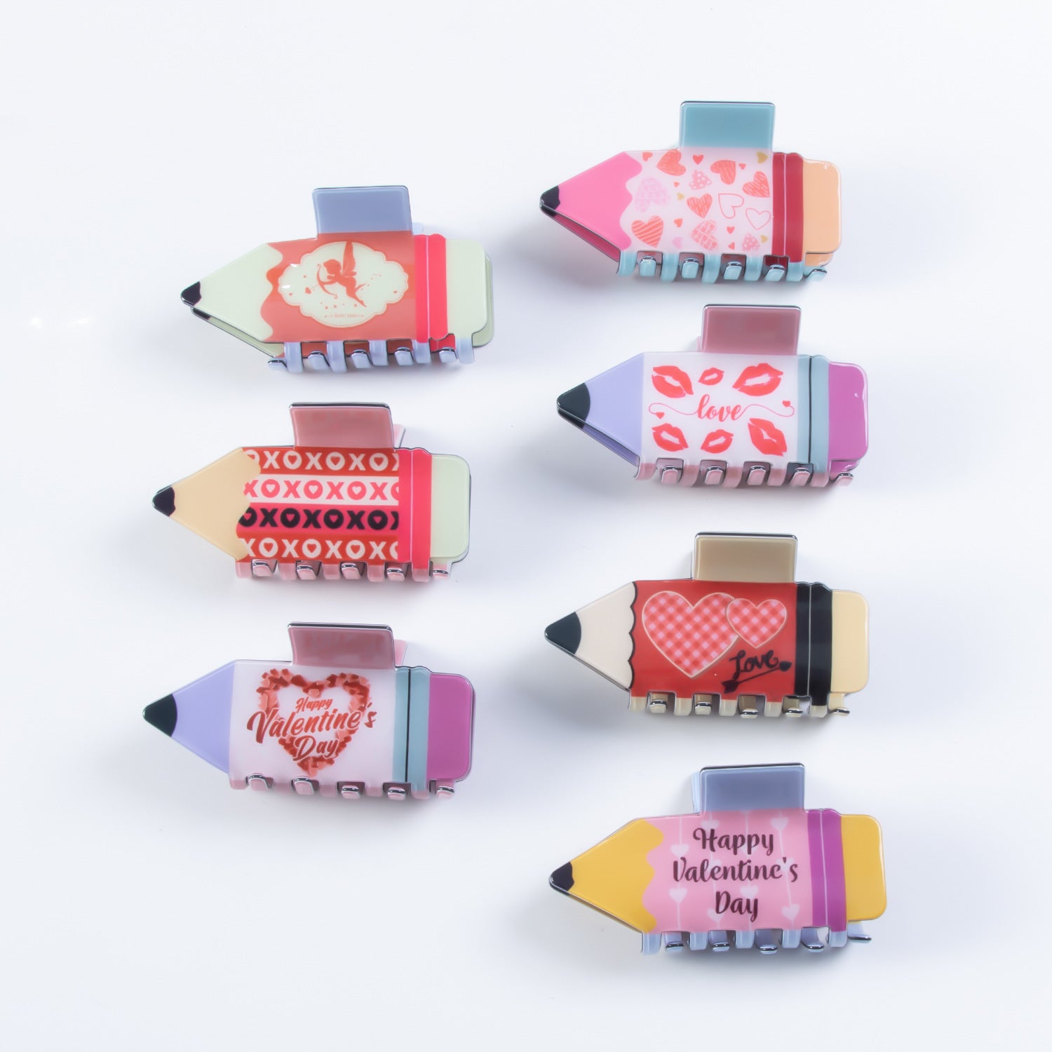 Wholesale Plaid Love Valentine's Day Pvc 8cm Hair Clip